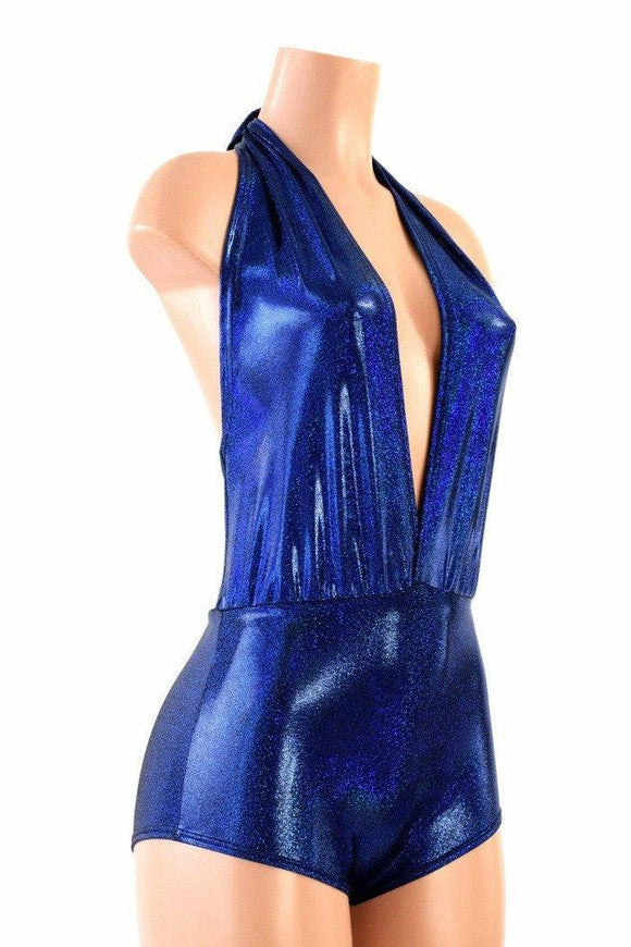 "Josie" Romper in Royal Blue Sparkly Jewel Holographic - Coquetry Clothing