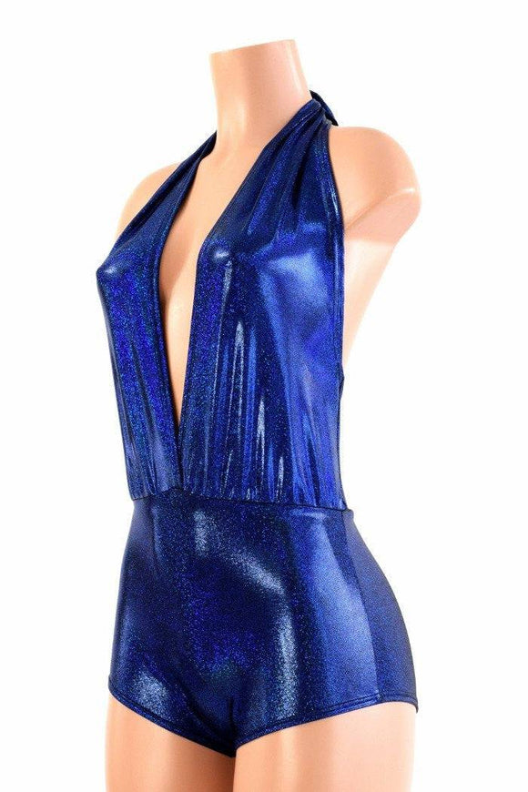 "Josie" Romper in Royal Blue Sparkly Jewel Holographic - Coquetry Clothing