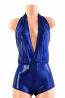 "Josie" Romper in Royal Blue Sparkly Jewel Holographic - Coquetry Clothing