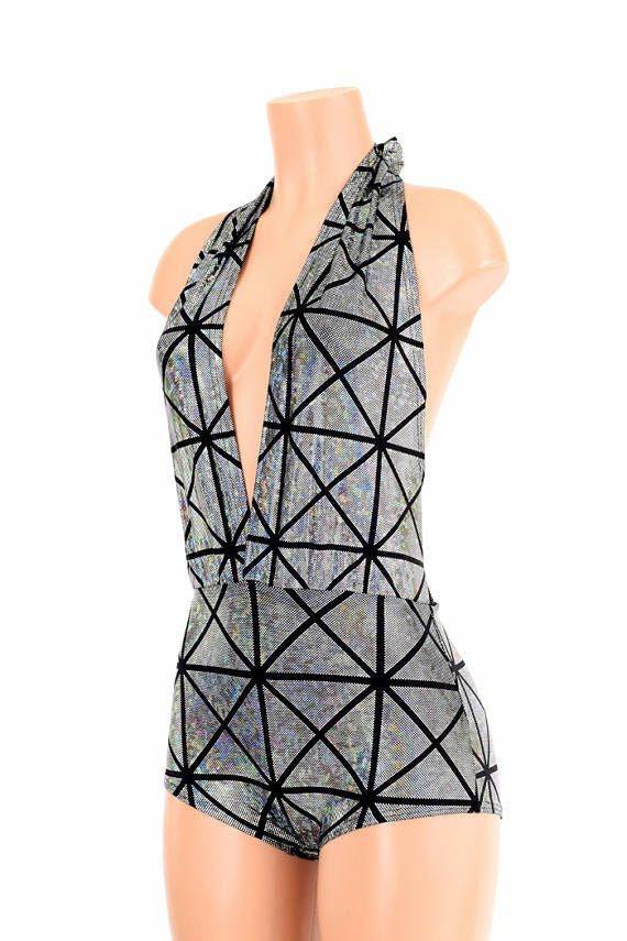 "Josie" Romper in Silver Cracked Tile - Coquetry Clothing