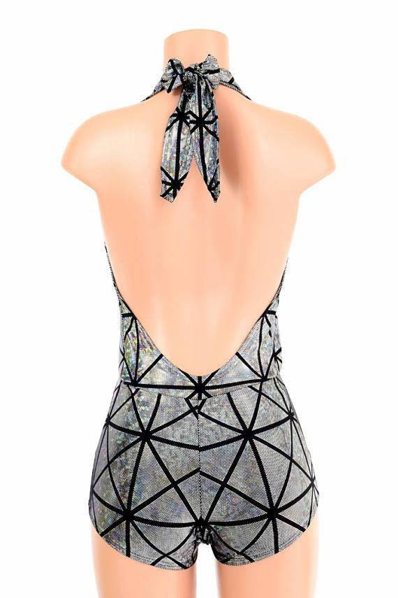 "Josie" Romper in Silver Cracked Tile - Coquetry Clothing