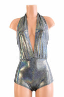 "Josie" Romper in Silver Holographic - Coquetry Clothing