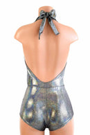 "Josie" Romper in Silver Holographic - Coquetry Clothing