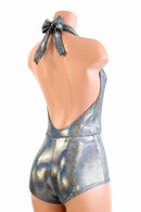 "Josie" Romper in Silver Holographic - Coquetry Clothing