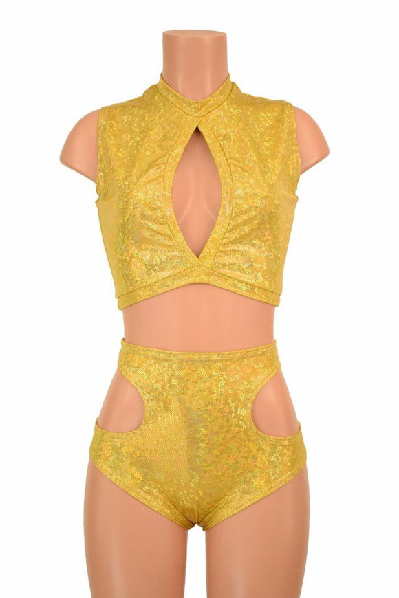 Keyhole Crop Top & Hipnotic Shorts Set - Coquetry Clothing