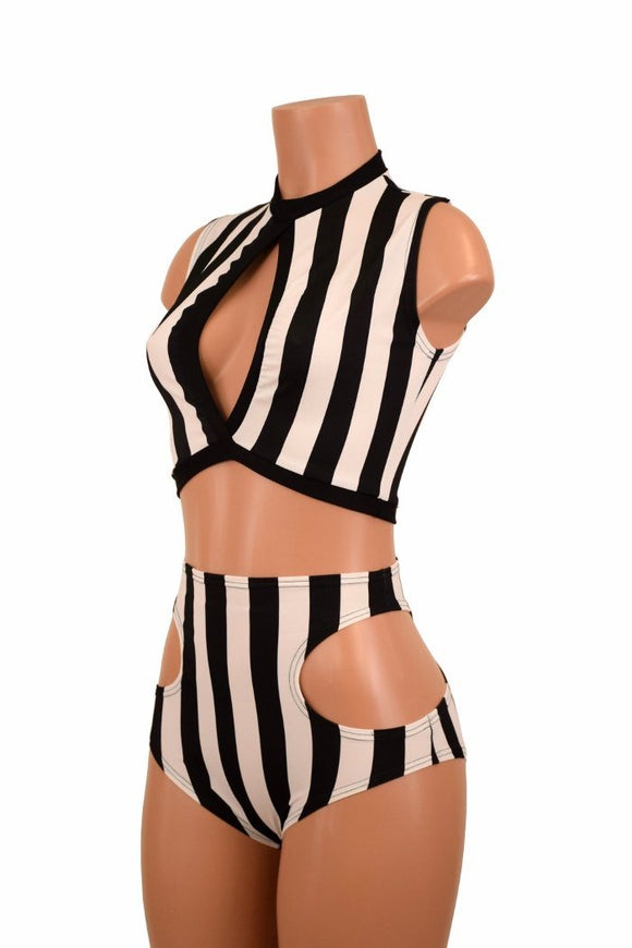 Keyhole Crop Top & Hipnotic Shorts Set - Coquetry Clothing