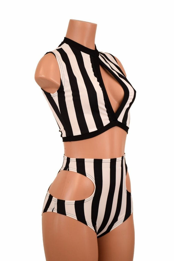 Keyhole Crop Top & Hipnotic Shorts Set - Coquetry Clothing