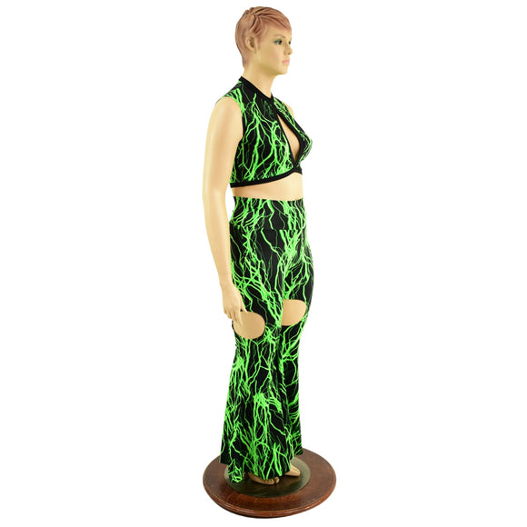 Keyhole Top and Garter Style Solar Flares Set - Coquetry Clothing