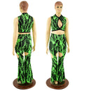 Keyhole Top and Garter Style Solar Flares Set - Coquetry Clothing