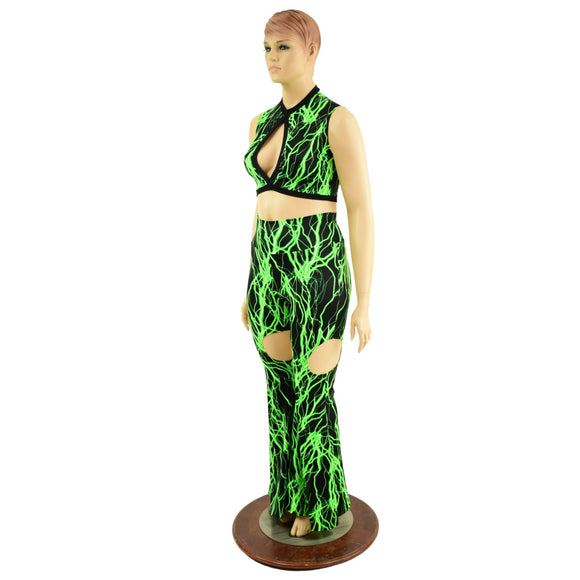 Keyhole Top and Garter Style Solar Flares Set - Coquetry Clothing