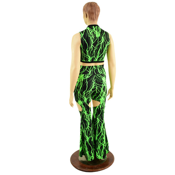 Keyhole Top and Garter Style Solar Flares Set - Coquetry Clothing