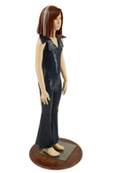 Kids Black Holographic Bootcut Catsuit with Showtime Collar - Coquetry Clothing