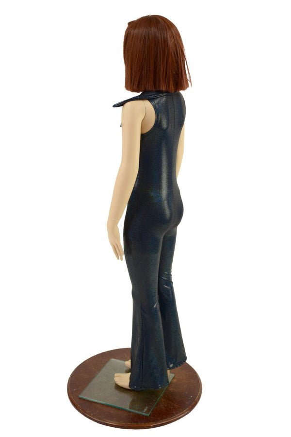 Kids Black Holographic Bootcut Catsuit with Showtime Collar - 4