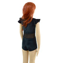 Kids Black Velvet Romper with Mesh Waistband - Coquetry Clothing