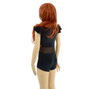 Kids Black Velvet Romper with Mesh Waistband - Coquetry Clothing