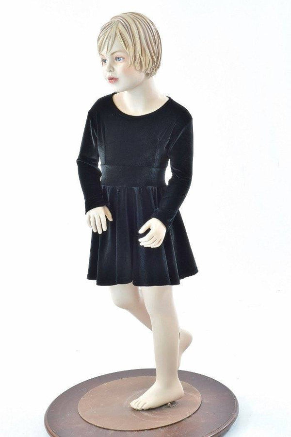 Kids Black Velvet Skater Dress - 2