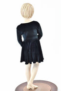 Kids Black Velvet Skater Dress - 4