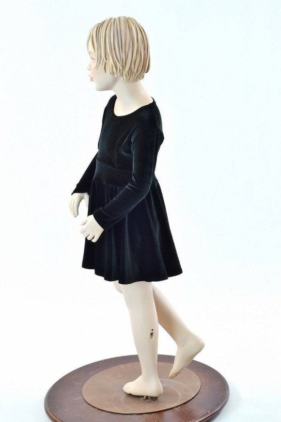 Kids Black Velvet Skater Dress - Coquetry Clothing