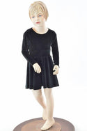 Kids Black Velvet Skater Dress - 1