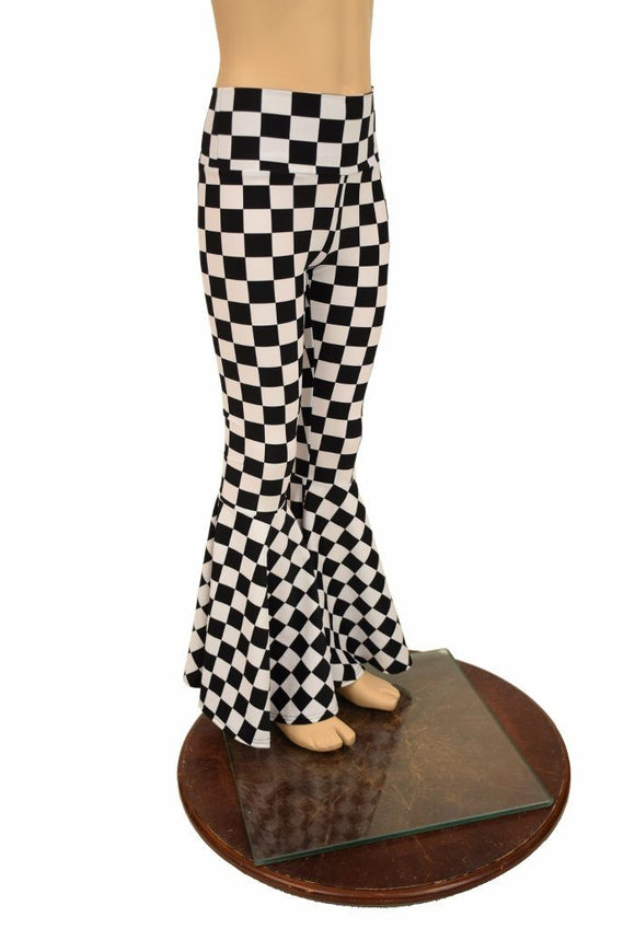Kids Black & White Check Bell Bottom Flares - Coquetry Clothing