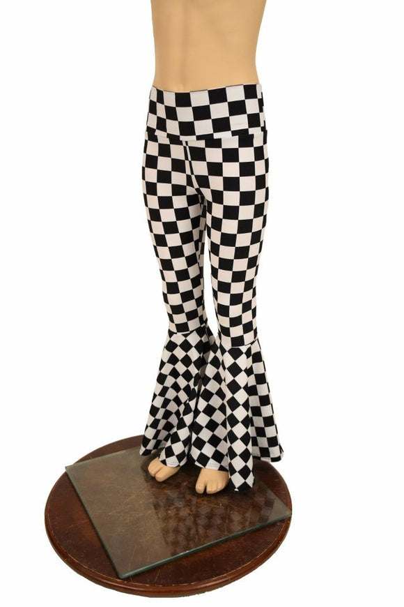 Kids Black & White Check Bell Bottom Flares - Coquetry Clothing