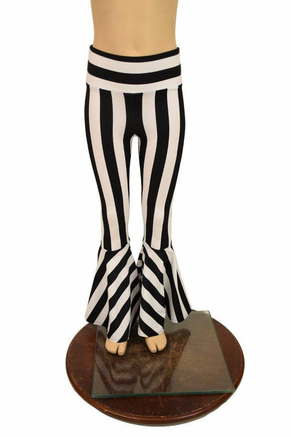 Kids Black & White Stripe Bell Bottom Flares - Coquetry Clothing