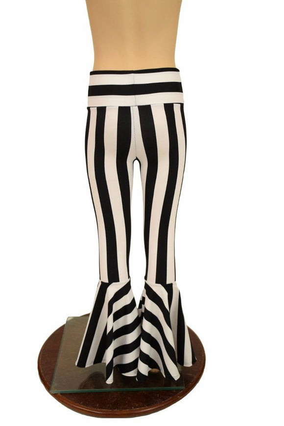 Kids Black & White Stripe Bell Bottom Flares - Coquetry Clothing
