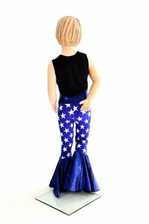 Kids Blue & White Star Bell Bottom Flares - Coquetry Clothing