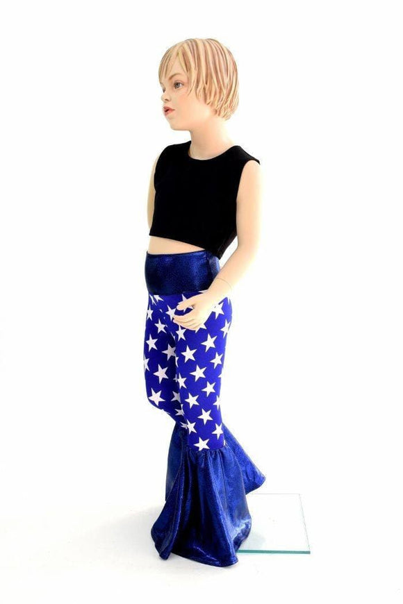 Kids Blue & White Star Bell Bottom Flares - Coquetry Clothing