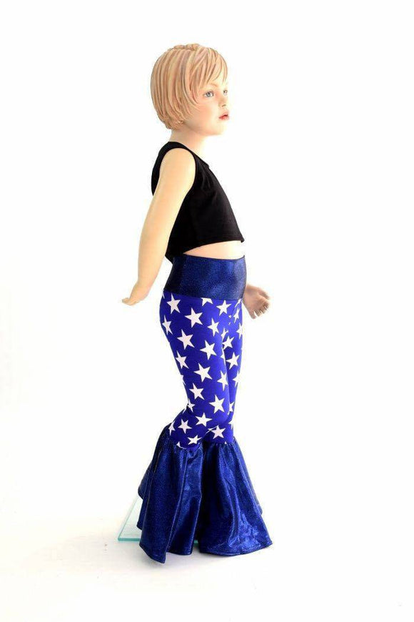 Kids Blue & White Star Bell Bottom Flares - Coquetry Clothing