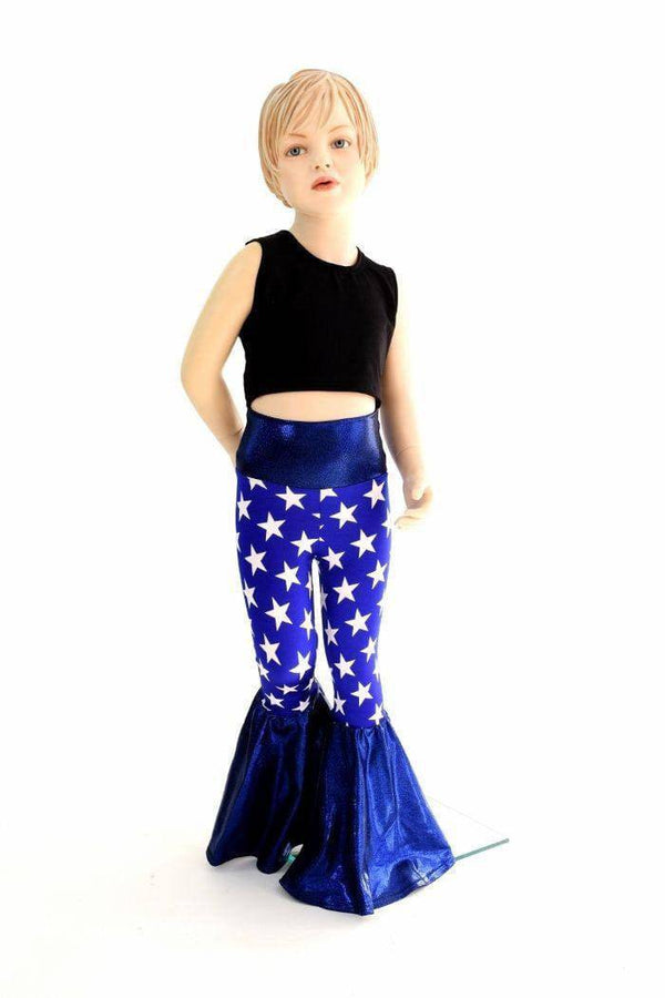 Kids Blue & White Star Bell Bottom Flares - 1