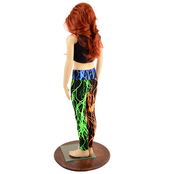 Kids Color Blocked Neon Lightning Leggings - 2
