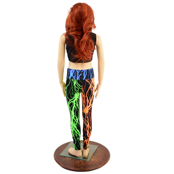 Kids Color Blocked Neon Lightning Leggings - 4
