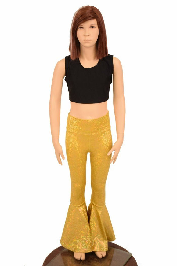 Kids Gold Bell Bottom Flares - Coquetry Clothing