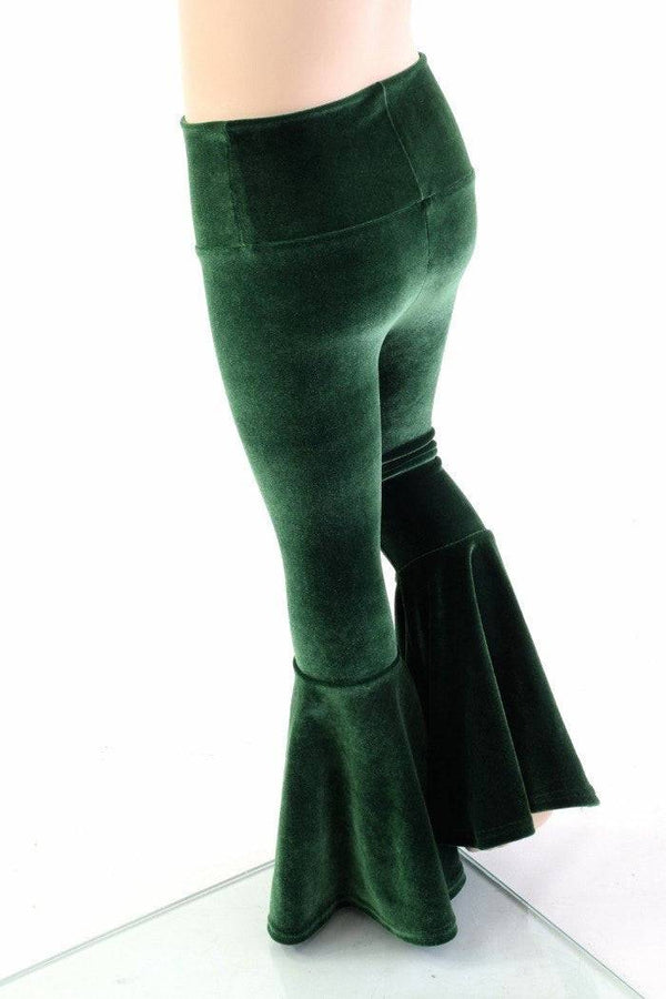Ready to Ship Kids Green Velvet Flare Pants - 3