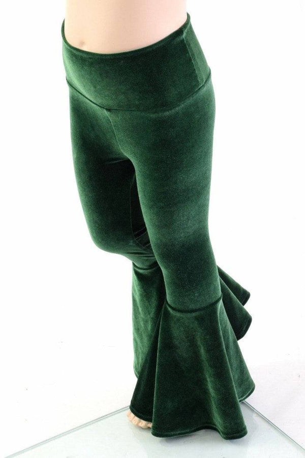 Ready to Ship Kids Green Velvet Flare Pants - 1