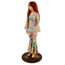 Kids Neon Flux Bell Bottom Catsuit with Trumpet Sleeves and Back Zipper - Coquetry Clothing