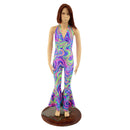 Kids Neon UV Glow Monroe Style Bell Bottom Catsuit in Glow Worm - Coquetry Clothing