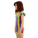 Kids Rainbow Striped Romper with Flip Sleeves - Coquetry Clothing