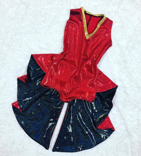 Kids Red Tuxedo Style Romper - Coquetry Clothing