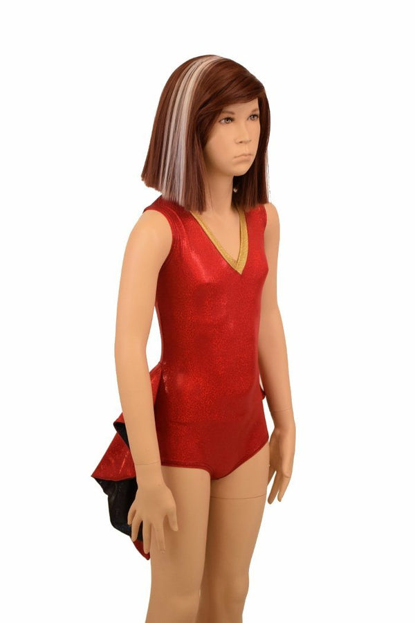 Kids Red Tuxedo Style Romper - 3