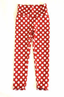 Kids Red & White Polka Dot Leggings - Coquetry Clothing