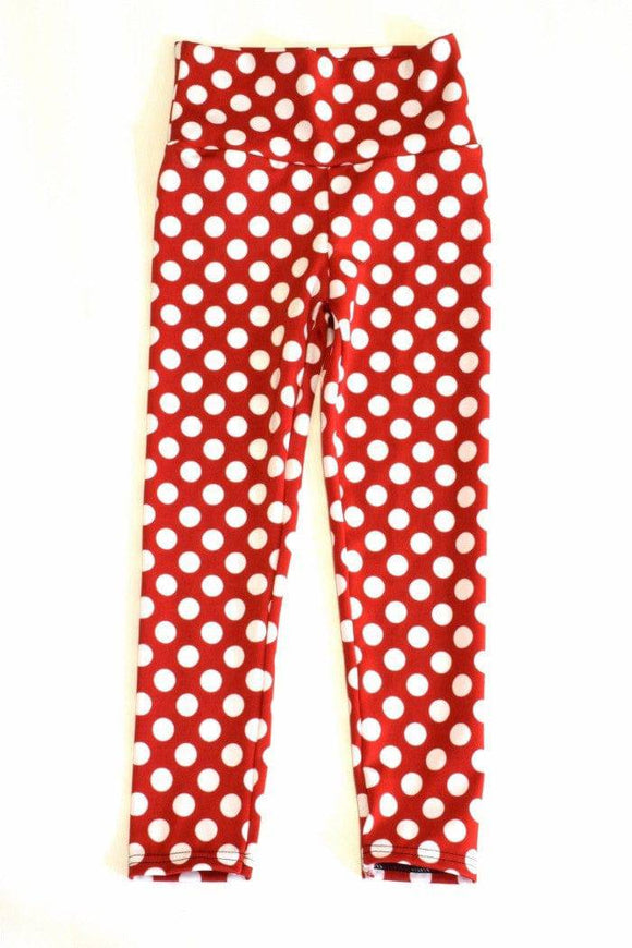 Kids Red & White Polka Dot Leggings - Coquetry Clothing