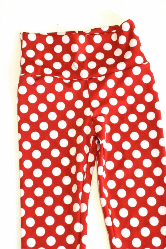 Kids Red & White Polka Dot Leggings - Coquetry Clothing