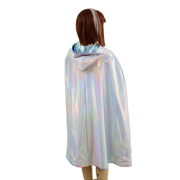 Kids Reversible Holographic Hooded Cape - Coquetry Clothing