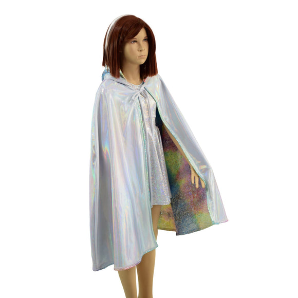 Kids Reversible Holographic Hooded Cape - Coquetry Clothing