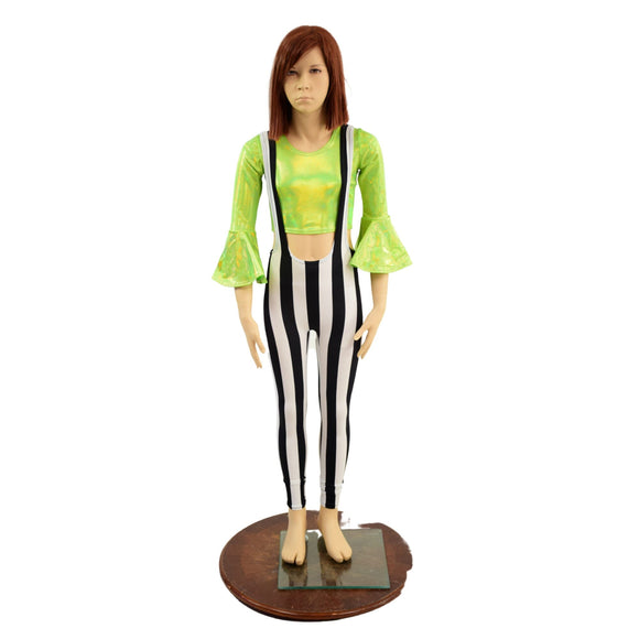 Kids Suspender Leggings and Trumpet Sleeve Crop Set - Coquetry Clothing
