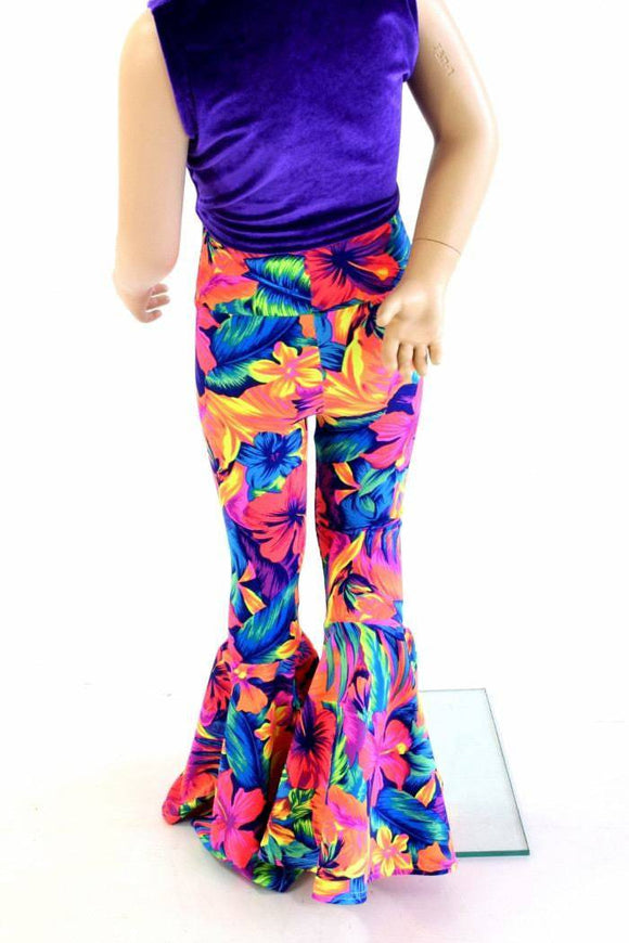 Kids Tahitian Floral Bell Bottom Flares - Coquetry Clothing