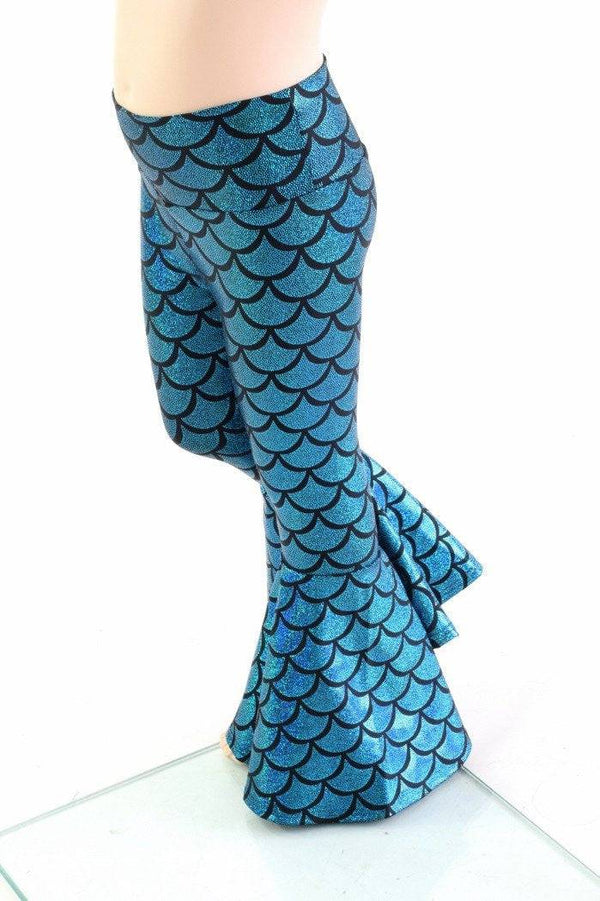 Kids Turquoise Dragon Scale Mermaid Flares - 2