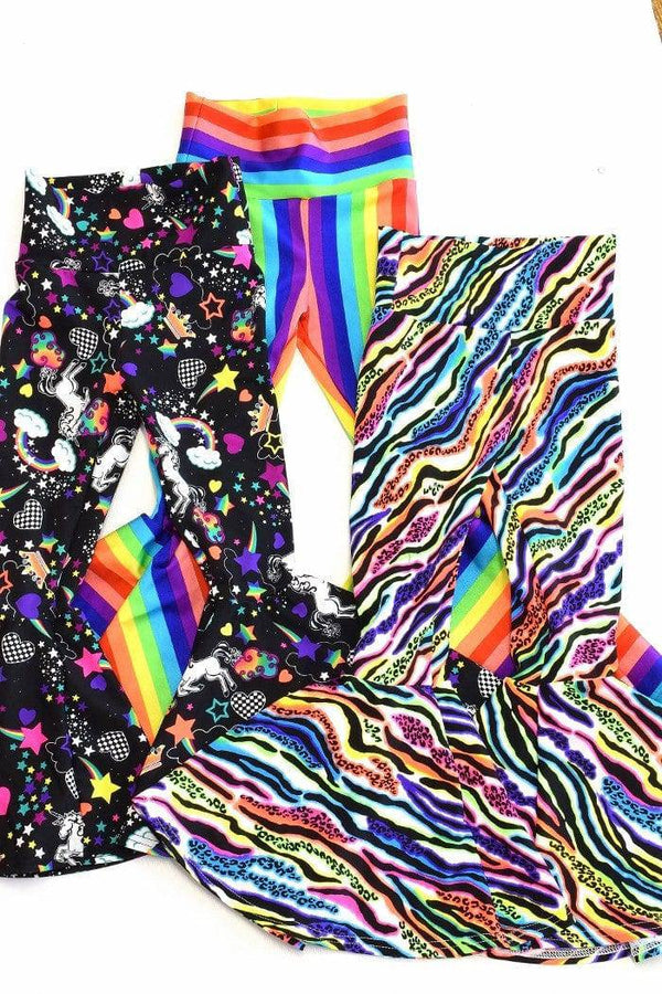 Kids Unicorns & Rainbows Bell Bottom Flares - 6